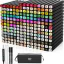 Tommax 204 Colors Dual Tip Alcohol Markers, Sketch Markers Set for Kids Adults Artists Painting, Coloring, Sketching, Multicolor
