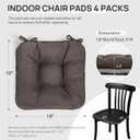 Love's cabin Memory Foam Chair Cushions Set of 4, 19"x19"x3.5" Indoor & Outdoor Seat Pads for Dining, Kitchen, Office, Patio Chairs - Coffee
