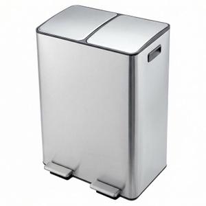 Garvee 16 Gal Dual Compartments Kitchen Trash Can, Stainless Steel, Silver
2 x 30L Double Trash and Recycle Bin Combo, Removable Inner Bucket, Soft Close Lids, Metal Step Pedals, for Home Office