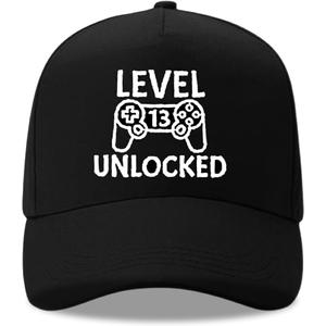 Level 13 Unlocked Gamer Hat is a Great 13th Birthday Gift for Teenage Gamers, The Perfect Gaming Party Hat Black (Black), One Size