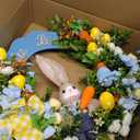 24" Large Easter Wreath for Front Door with Cute Rabbit Carrot Eggs Flowers Bow Sign, Farmhouse Spirng Easter Decoration for Home Porch Wall Mantel Window Outdoor Indoor Decor