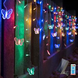 Butterfly Solar Lights Outdoor 13ft LED Fairy Curtain Light with Remote, USB Rechargable Waterproof Solar Firefly Lights Butterfly Decor for Garden Patio Fence Balcony Yard Tent Easter (Multicolor)
