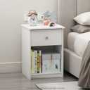 Furinno Tidur Nightstand, 1-Pack, White, 1-Pack Knob