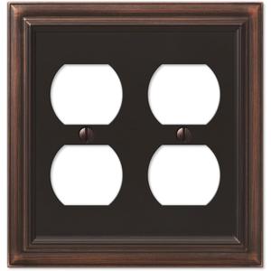 Amerelle Continental Double Duplex Cast Metal Wallplate in Aged Bronze