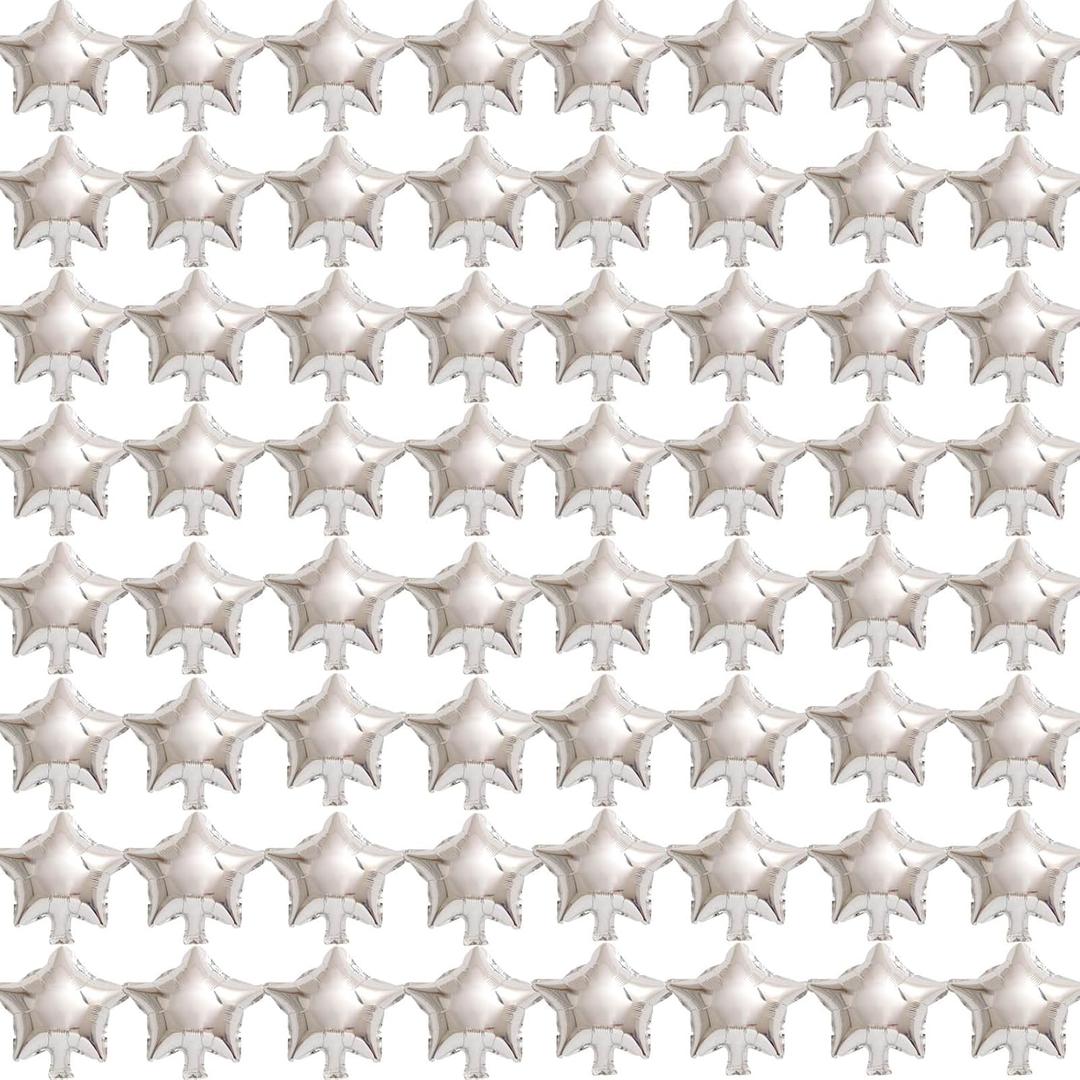 50 Pieces Silver Star Balloons - 5" Small Silver Foil Star Mylar Balloons for Party Decorations