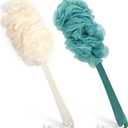2Pack Back Scrubber for ShowerPIPUHA Loofah Sponge Shower Brush Using Body Exfoliating with Long Handle, Loofah on a Stick for Men Women, Bathing Accessories for Body Brushes (Blue and White)