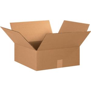 BOX USA 15156 Flat Corrugated Cardboard Box 15" L x 15" W x 6" H, Kraft, For Shipping, Packing and Moving (Pack of 25)