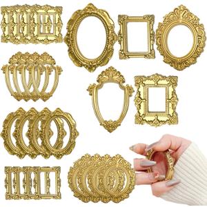 25PCS Vintage Resin Picture Frame Mini Photo Frames Small Picture Frame Tiny Antique Frames Oval Rectangle Wall Hanging for Jewelry DIY Display Party Hotel Decor Photography Mobile Phone Photo