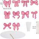 Pink Bow Party Decorations - 10PCS Bow Party Centerpieces Stick for Bachelorette, Coquette Birthday Party, Wedding, and Photo Booth Props