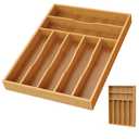 Bamboo Silverware Organizer, Bamboo Kitchen Drawer Cutlery Organizer, Utensil Holder, Flatware Organizer Tray (15.8"x11.7"x1.6")