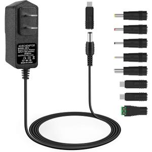 12V 2A Power Supply AC Adapter, Slim Design AC DC Switching Power Supply Adapter (Input 100-240V, Output 12 Volt 2 Amp) (Large)