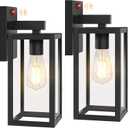 BesLowe 13" Upgraded Motion Sensor Outdoor Wall Lights, 2-Pack Dusk to Dawn Porch Light Outdoor Wall Sconce Lanterns, 3 Lighting Modes Exterior Lighting Fixtures, Black Outside Lights for House Garage