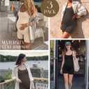 3 Pack Women's Maternity Jumpsuit Shorts Spaghetti Strap Pregnancy Rompers U Neck Sleeveless Tank Tops Bodysuits (L)