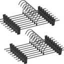 16-Pack Black Pants Hanger, Adjustable Women's Skirt Hanger, Jeans Hanger Pants Hanger, Heavy Duty Space Saving Shorts Hanger