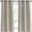 NICETOWN Kitchen Curtains, Short Curtains for Bedroom Windows, Natural, 34" W by 60" L, 1 Pair, Thermal Insulated Room Darkening Curtain Panels for Girls Room, Cafe