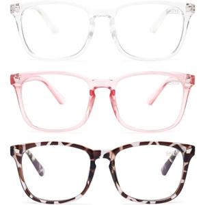 Gaoye Stylish Blue Light Glasses for Woman - Computer Glasses 99% Blue Light Blocking - Lightweight TR90 Frames - 3 pack