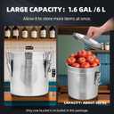 6L/1.6 Gal 304 Stainless Steel Containers with Lids 202 Oz Stainless Food Containers with Lids and Lock Hole Airtight Container for Kitchen Stainless Steel Bucket 304 stainless container