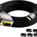 HDMI to VGA Cable 25 FT, Uni-Directional HDMI (Source) to VGA (Display) Cable, Black Male to Male Cord, Gold-plated Connectors, Aluminum Shells, for PC, Desktop, Laptop, Monitor, Projector, HDTV, Xbox