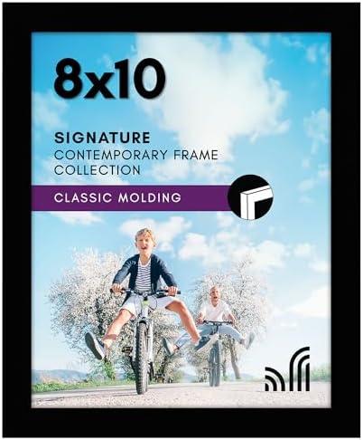 Americanflat 8x10 Picture Frame with Shatter-Resistant Glass - Signature Collection - Gallery-Style Frames Made of Engineered Wood - Photo Frame for Tabletop and Wall Display - Black
