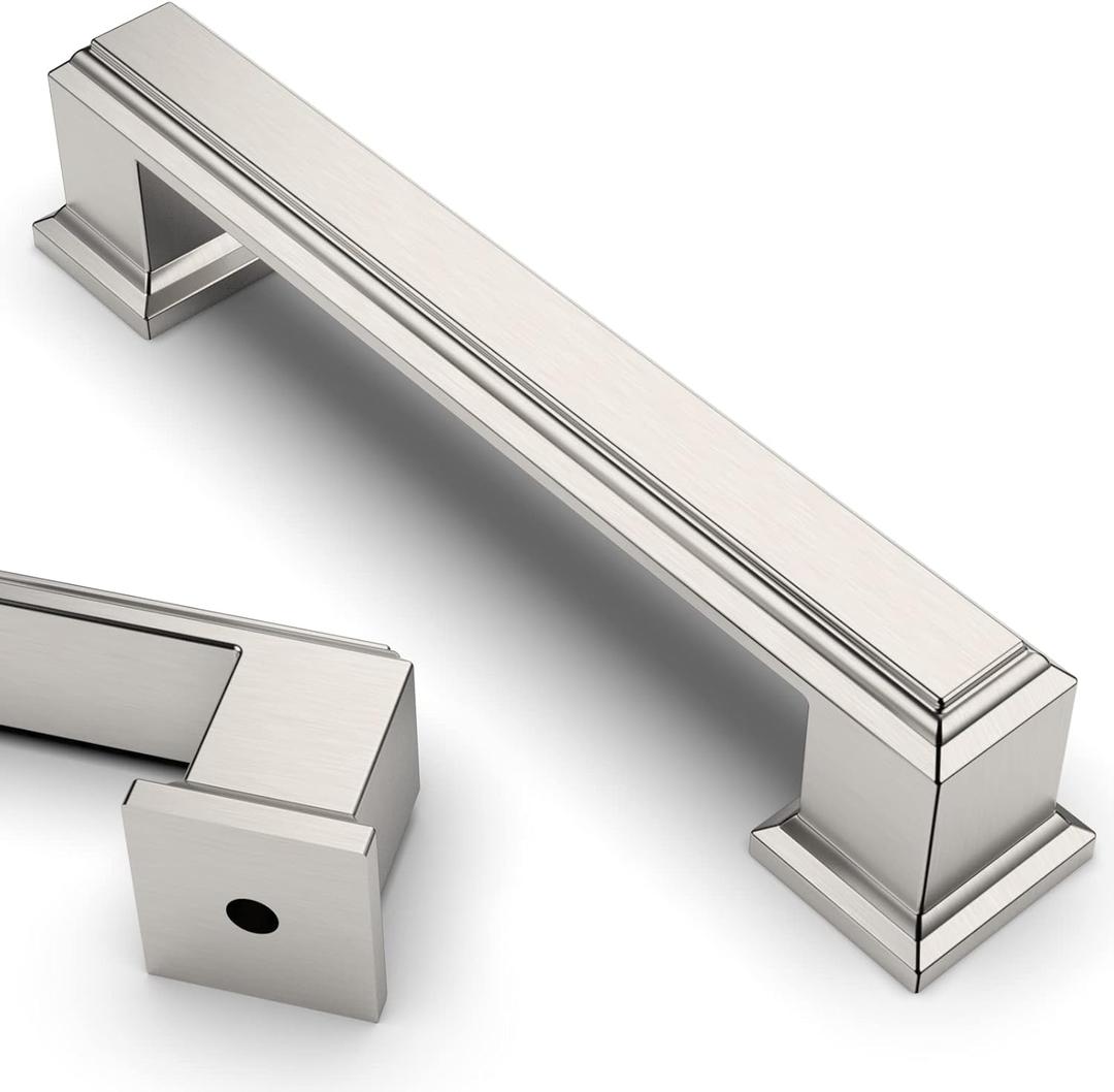 Asidrama 10 Pack 3.75 Inch(96mm) Brushed Satin Nickel Kitchen Cabinet Handles Cabinet Pulls Kitchen Cabinet Hardware for Cupboard Drawer Pulls