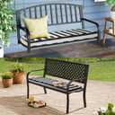 Outdoor Bench Cushion 42x18x3 Inch with Ties, Thick Waterproof Porch Swing Cushions for Patio Furniture Chair Pad, Seat Sofa Garden Replacement Cushion Sponge Filling (Black&white Stripes, 42x18)