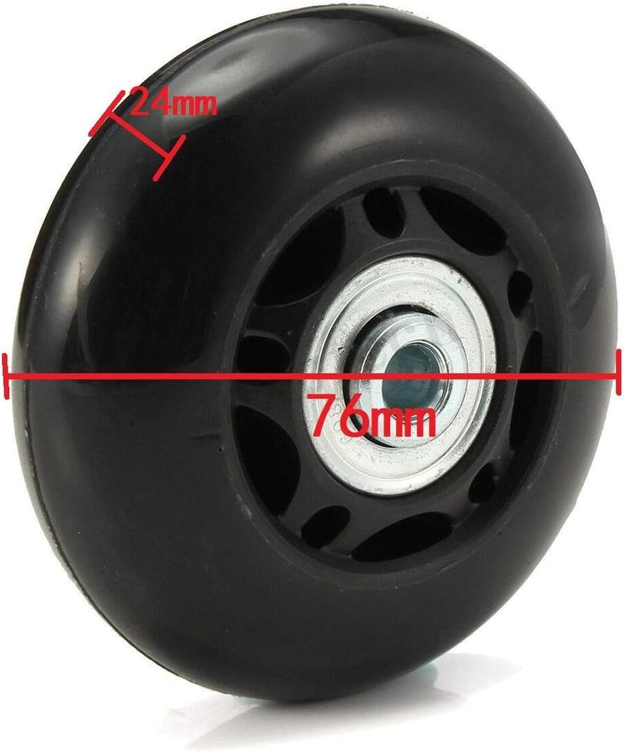Ricrrover Luggage Suitcase Wheels Replacement Kit 75x24mm/2.95"x0.94" w/ABEC 608zz Inline Outdoor Skate Replacement Wheels, Set of (2) Wheels (OD:75 W:24 ID:6 Axles:35&40mm)