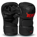 BEAST RAGE MMA Gloves for Men Women,Adjustable Wrist Support Open Palm Martial Arts Mitts Grappling Sparring for Muay Thai Cage Fighting Combat Taekwondo Kickboxing Boxing Training (Black)