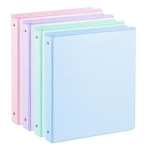 SUIN 1 Inch 3 Ring Binder 4 Pack Pastel Colors, Holds 200 Sheets Letter Size with Pockets for School Office Home