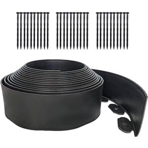 33FT Landscape Edging, 4 in Tall Garden Edging Borders with 30 Spikes,Flexible Lawn Edging Kit Plastic Mini Fence Borders for Grass Flower Beds, Pavement,Yard -Black (Black-10m*10cm)