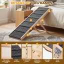 PETWAY L51 W17.7 Dog Ramp for Bed, Extra Long Foldable Pet Ramp for Small and Medium Dogs and Cats 6 Adjustable Heights 11" to 30.7" Up to 80LBS
