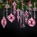 Jenaai 50 Pcs Crystal Glass Ornaments for Christmas Tree Vintage Hanging Acrylic Snowflake Drop Finial Christmas Ball Icicle Crystal Decorations for Xmas Winter Party Supplies(Clear)