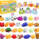 28 Pack Valentines Day Gifts for Kids School, Mochi Squishies with Greeting Cards Party Favor for Kids, Animals Squishies Stress Relief Fidget Toys Classroom Exchange Prizes Gifts