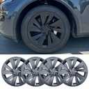 2025 Tesla Model Y Juniper Wheel Covers 19 Inch - Sport Style Aerodynamic Design, 2025 Model y Wheel Covers 19 inch Easy Snap-On Installation (Matte Black)