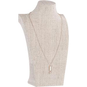 KunGe Necklace Bust Display Stand, Bust Necklace Holder, Pendant Chain Organizer for Women (Yellow Linen, S 1PCS) (9.4" Height (1pc))