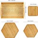 Bamboo Serving Trays Cutting Boards 16.5"x11.8"42x30cm with Handle, Set Includes 0.63"(1.6cm) Thick Plates 1xHexagon 12.5"(32cm)+1xHexagon 9.8"(25cm)+1xSquare 5.9"(15cm) for Family Dinner