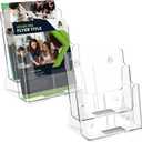 MaxGear Brochure Holder 2 Tier 6x9 inch Acrylic Literature Display Stand Clear Plastic Flyer Holder Wall Mount or Countertop Use for Pamphlets, Booklets, 2 Pack