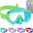 Vvinca Kids Swim Goggles with Nose Cover, Snorkel Diving Mask Fabric Strap Anti Fog Anti Shattered Lens Goggles for Kids 3-15 (05-Lemon Green)