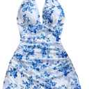 SOLY HUX Women's Y2K Dress Summer Tie Dye Print Sexy Mini Dress Retro Backless Halter Dress Club Dresses L