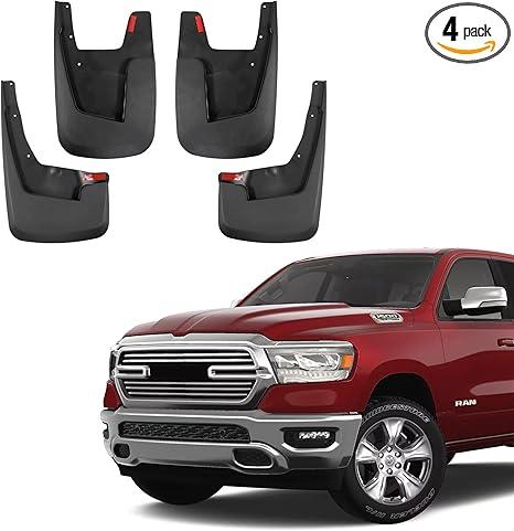 YLSCOO Mud Flaps Splash Guards fits 2019-2025 Dodge Ram 1500, Mud Guards Accessories Vehicle Sediment Protection No Drilling Tire Protector Mud Splash, (with Fender Flares) 2020 2021 2022 2023 2024