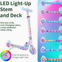 BELEEV V2 Scooters for Kids with Light-Up Wheels & Stem & Deck, 2 Wheel Folding Scooter for Girls Boys, 3 Adjustable Height, Non-Slip Pattern Deck, Lightweight Kick Scooter for Children Ages 3-12