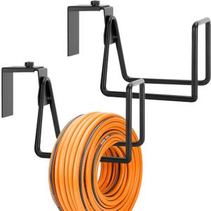 Adnee 2 Pack Garden Hose Holder - Heavy Duty Wall Mount Hose Hanger - Adjustable Hose Reel Hose Hooks for Water Hose Storage and Extension Cords (Black)