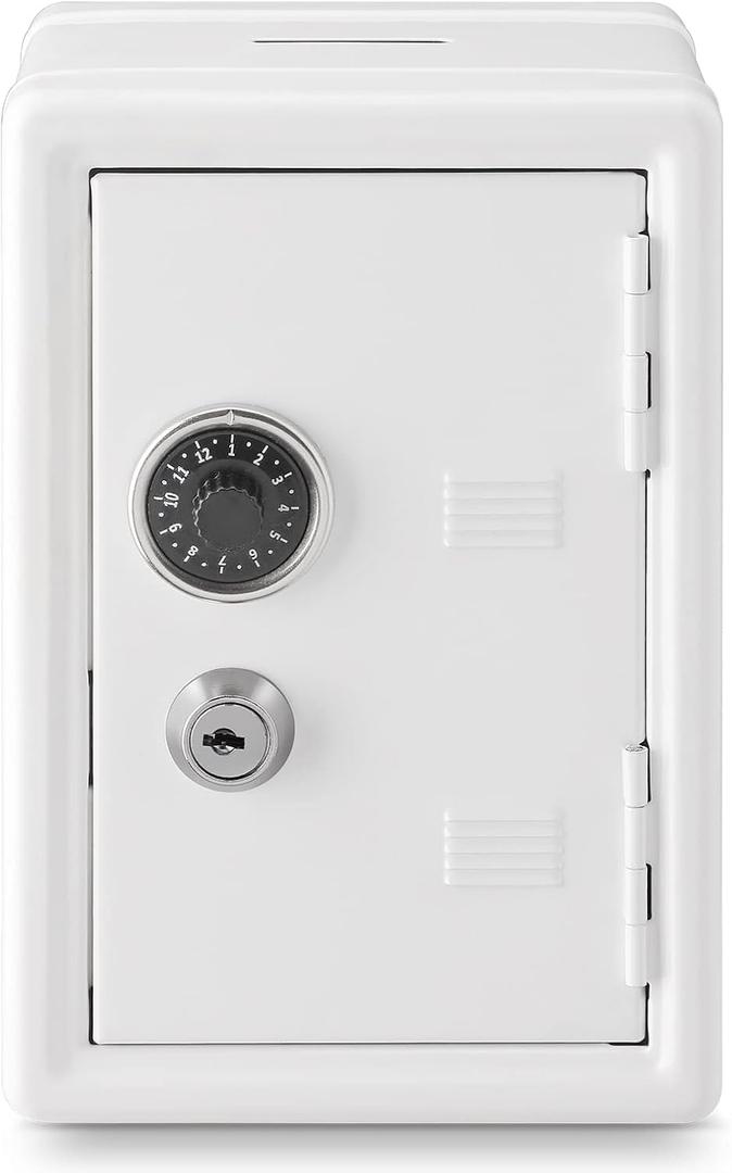 Younion Money Safe and Cash Lock Box, Mini Size Security Safe Box for Money Jewelry and valuables, 4.6"x 4.2"x 6.9" White