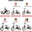 JMMD 6 in 1 Toddler Bike with Push Handle for Kids 18-60 Months, 12" Foldable Balance Bike with Training Wheels, Pedals, Brakes, Kickstand, Push Tricycle Toddler Gift & Toys for Boy & Girl, Large