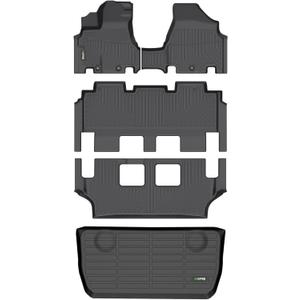 HAFIDI Floor Mats & Cargo Liner Set Fit for Honda Odyssey 2011-2017 All Weather Protection TPE Anti-Slip Automotive Full Set Floor Liners Custom Accessories - Black