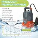 Sump Pump 1HP Submersible Water Pump 3700GPH Electric Portable Transfer Water Pump for Pool Draining Basement, Orange