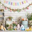 8x6ft Fabric Easter Photography Backdrop Spring Colorful Eggs Rabbit Rusitc Wooden Wall Background Floral Bunny Party Decorations Portrait Photo Banner