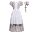 Women Pioneer Colonial Dress Floral Prairie Dresses Pilgrim Costume, Small
