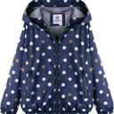 WELAKEN Lightweight Jacket for Girls Boys Kids & Toddler Print Water-Resistant Jacket (Blue, 10Y)