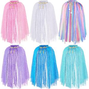 JaGely 4 Pcs Princess Cape Cloaks Girls Fairy Tulle Cape Kids Princess Costume Accessories for Little Girls Cosplay Birthday Party Dressing Up