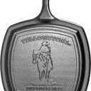 Lodge Pre-Seasoned Yellowstone Stamped Cast Iron Cookware - Signature Teardrop Handle & Assist Handle - Cowboy on Horseback 10.5 Inch Grill Pan